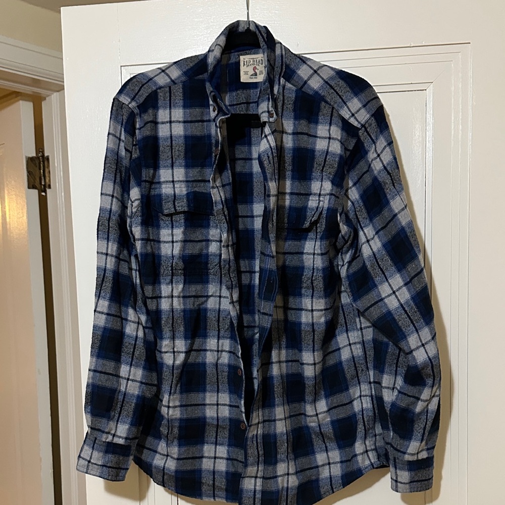 RedHead Navy and White Plaid Shirt